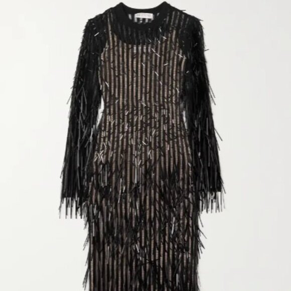VALENTINO GARAVANI Paillette-embellished open-knit cotton-blend midi dress - Picture 1 of 5